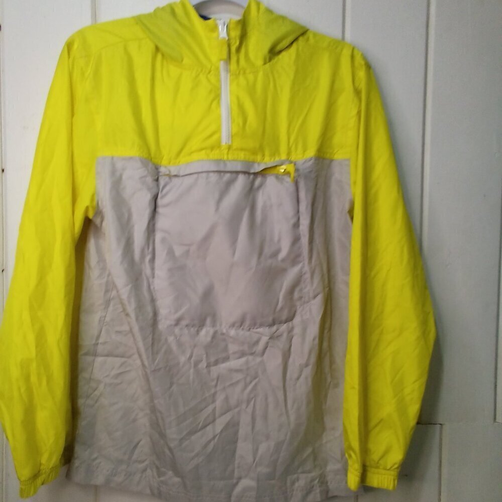 Old Navy Windbreaker Kids L Jacket In A Pocket Lightweight Yellow Gray